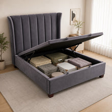 Modern Wingback Upholstered Bed – Gray