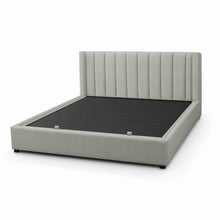Upholstered Platform Bed Frame – Beige-Gray, King