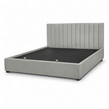 Upholstered Platform Bed Frame – Beige-Gray, King