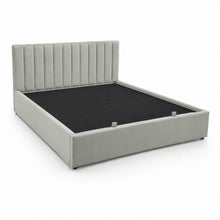 Upholstered Platform Bed Frame – Beige-Gray, King