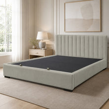 Upholstered Platform Bed Frame – Beige-Gray, King