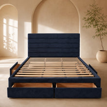 Blue Upholstered Storage Bed Frame – King