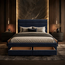 Blue Upholstered Storage Bed Frame – King