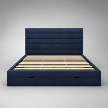 Blue Upholstered Storage Bed Frame – King