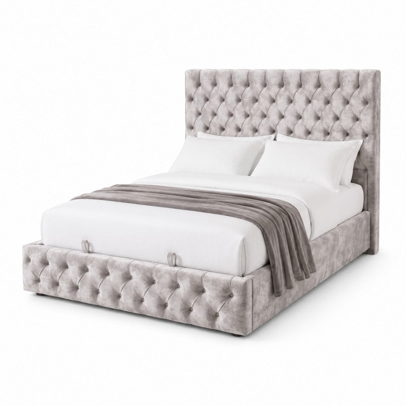 Gray Tufted Upholstered Bed