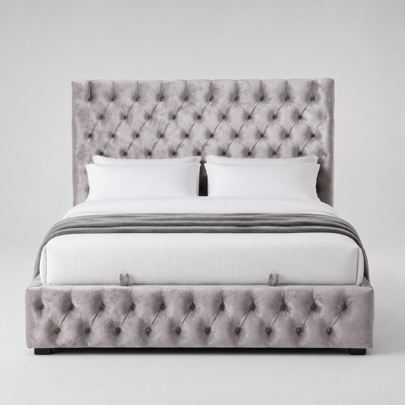 Gray Tufted Upholstered Bed