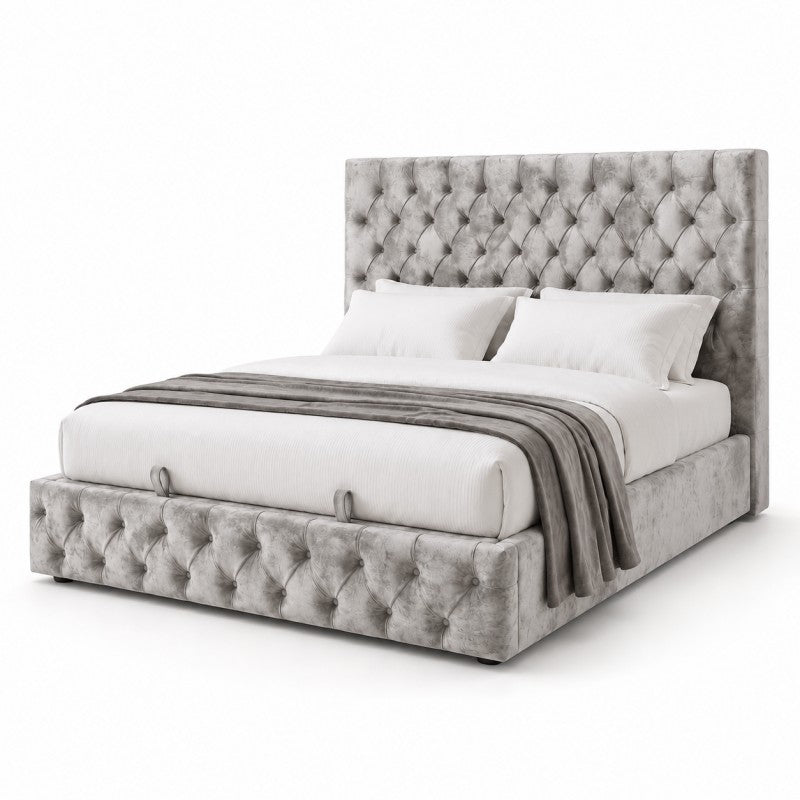 Gray Tufted Upholstered Bed