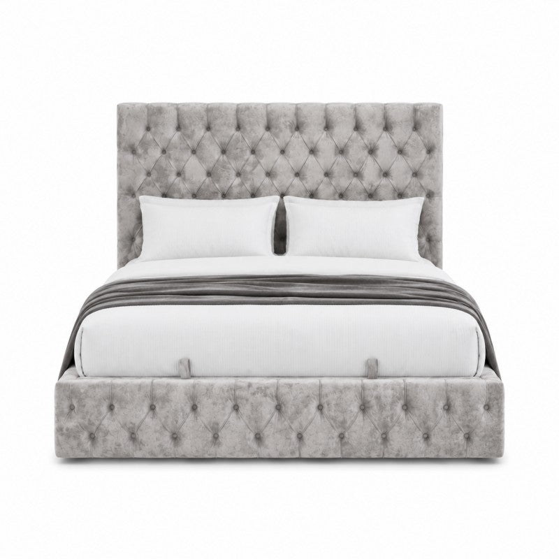 Gray Tufted Upholstered Bed