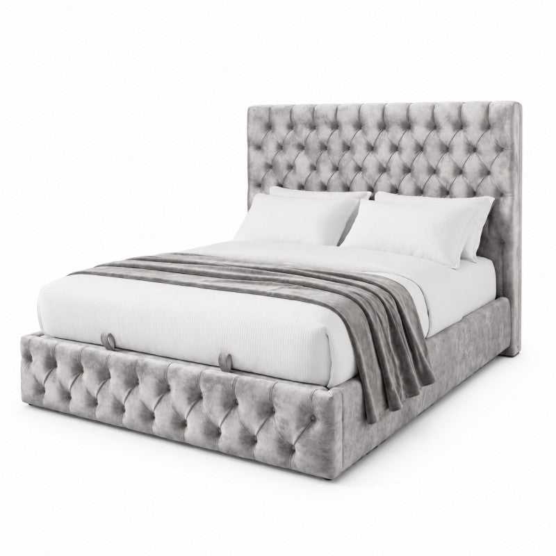 Gray Tufted Upholstered Bed
