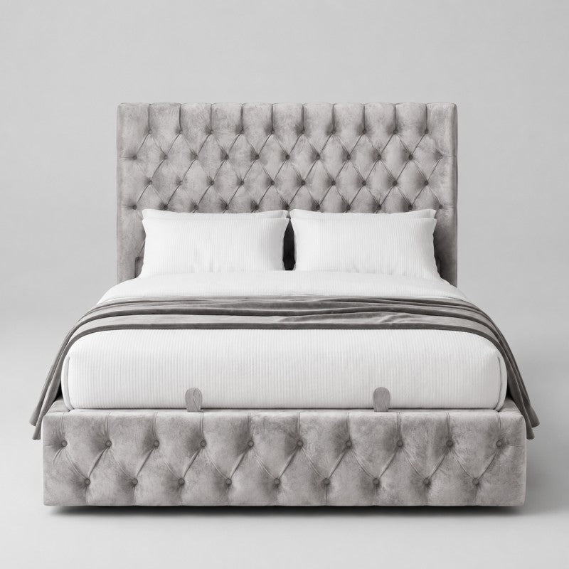 Gray Tufted Upholstered Bed