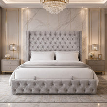 Gray Tufted Upholstered Bed
