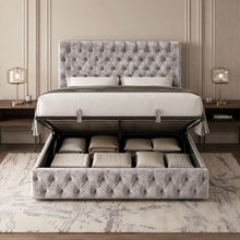 Gray Tufted Upholstered Bed