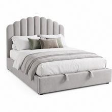 Gray Scalloped Upholstered Bed – King