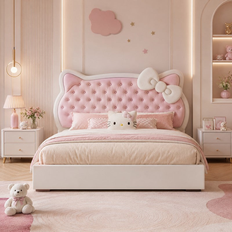 Pink Princess Upholstered Kids Bed
