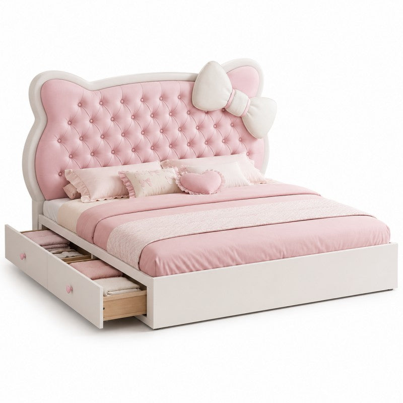 Pink Princess Upholstered Kids Bed