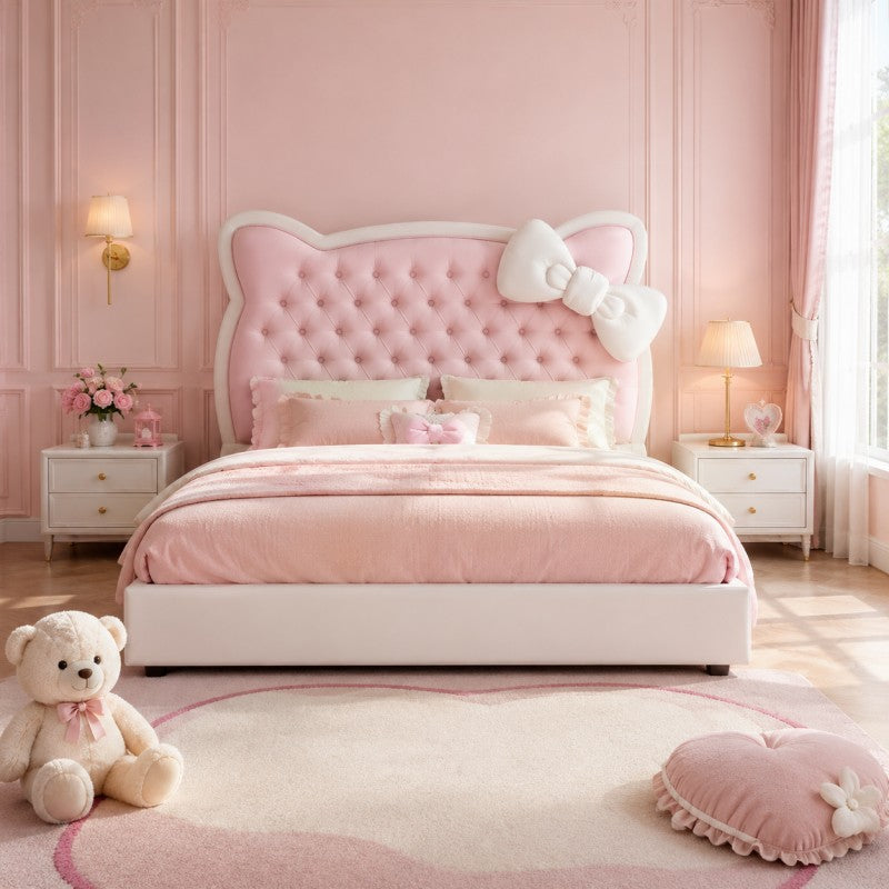 Pink Princess Upholstered Kids Bed