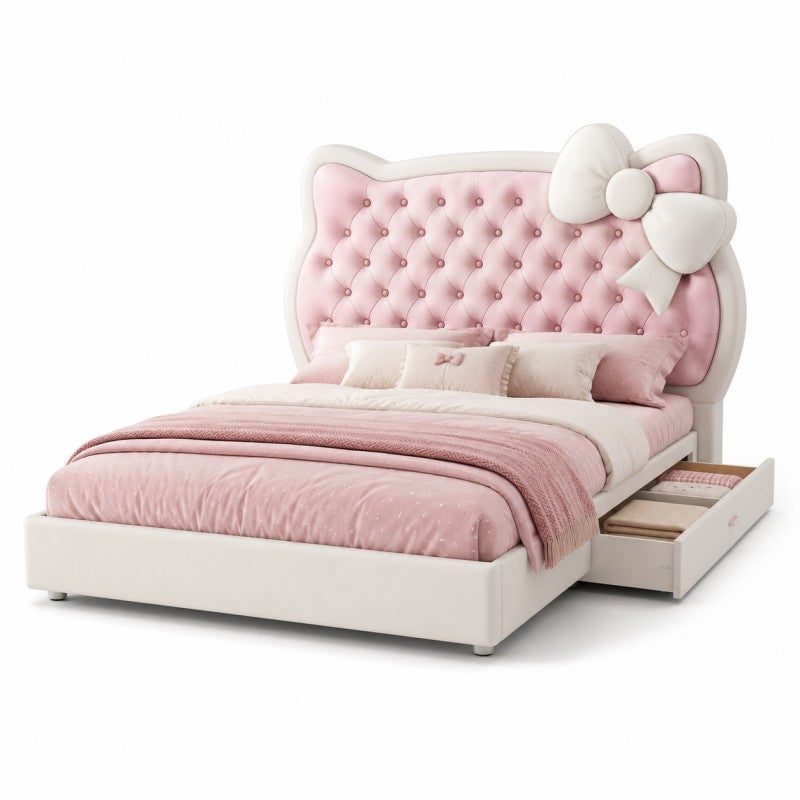 Pink Princess Upholstered Kids Bed