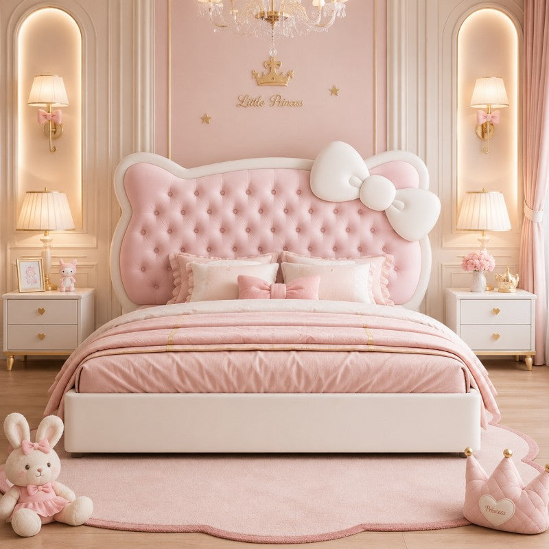Pink Princess Upholstered Kids Bed