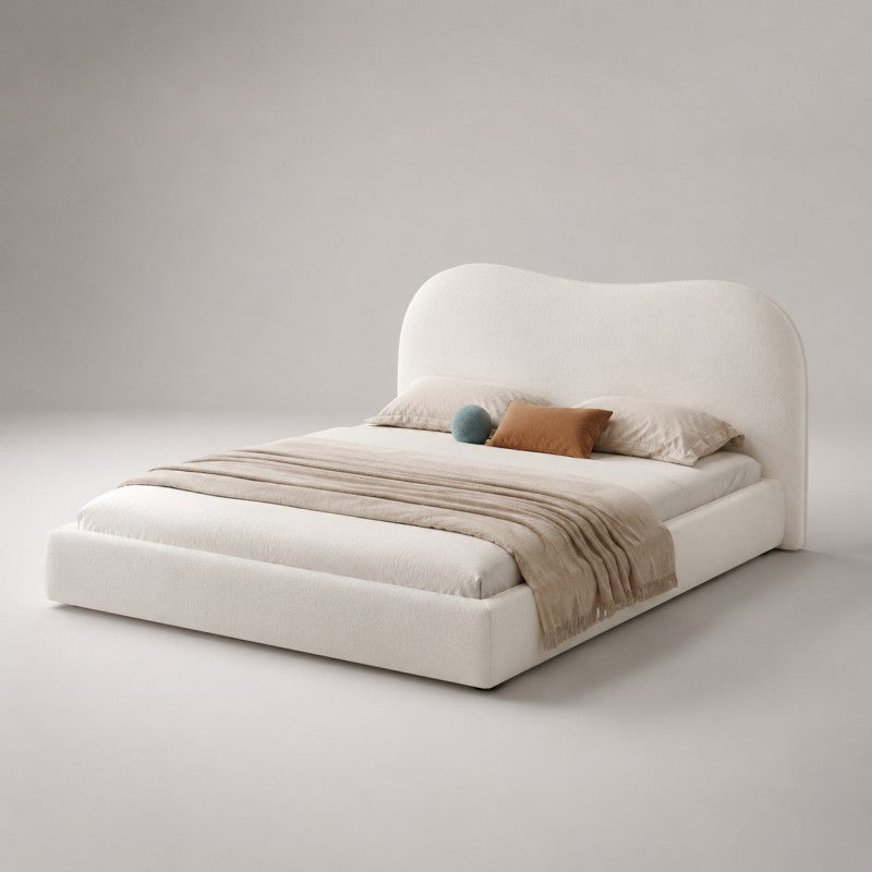 Cream Cloud Upholstered Bed – Curved Headboard