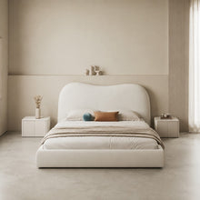 Cream Cloud Upholstered Bed – Curved Headboard