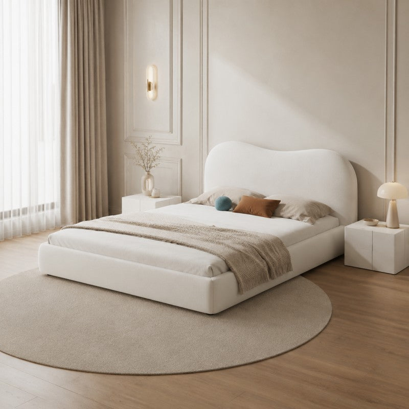 Cream Cloud Upholstered Bed – Curved Headboard