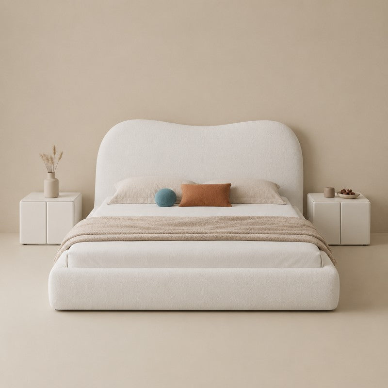 Cream Cloud Upholstered Bed – Curved Headboard