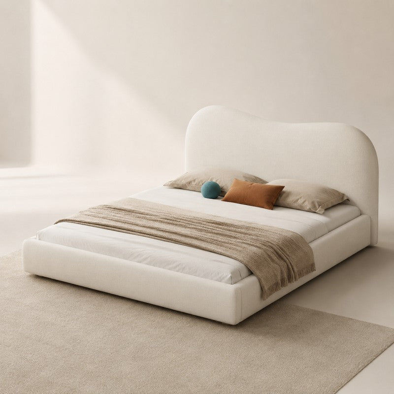 Cream Cloud Upholstered Bed – Curved Headboard