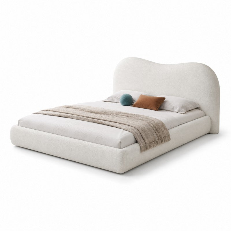 Cream Cloud Upholstered Bed – Curved Headboard
