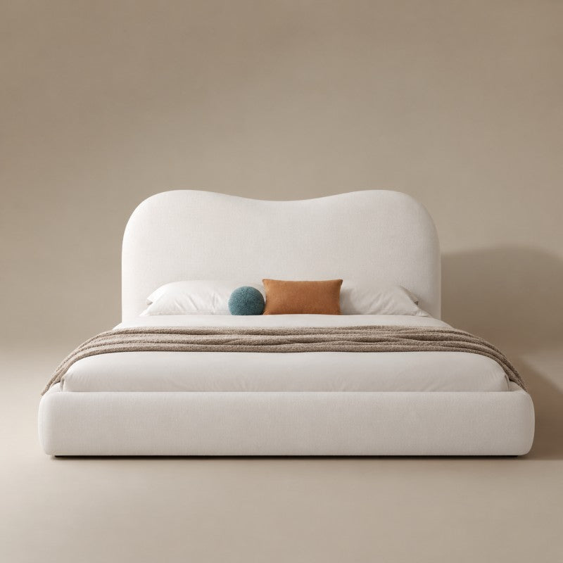 Cream Cloud Upholstered Bed – Curved Headboard
