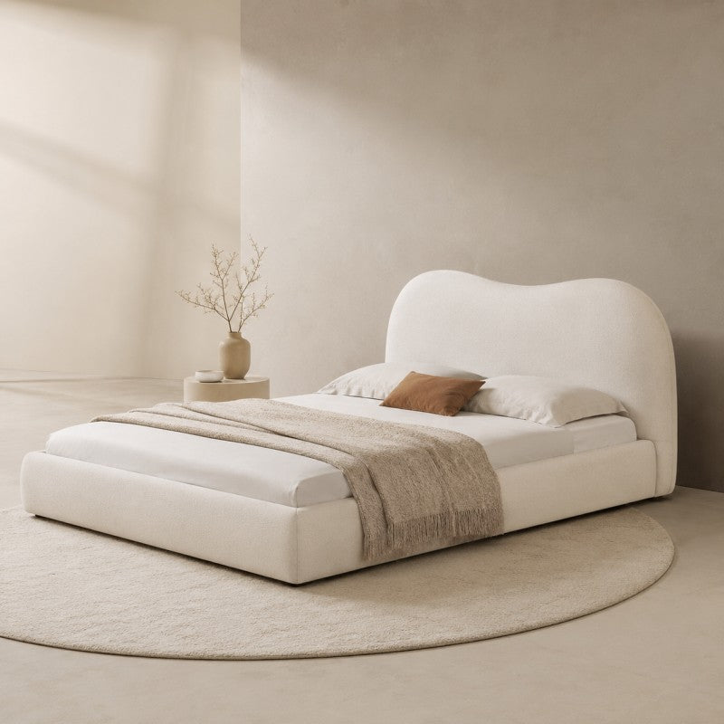 Cream Cloud Upholstered Bed – Curved Headboard