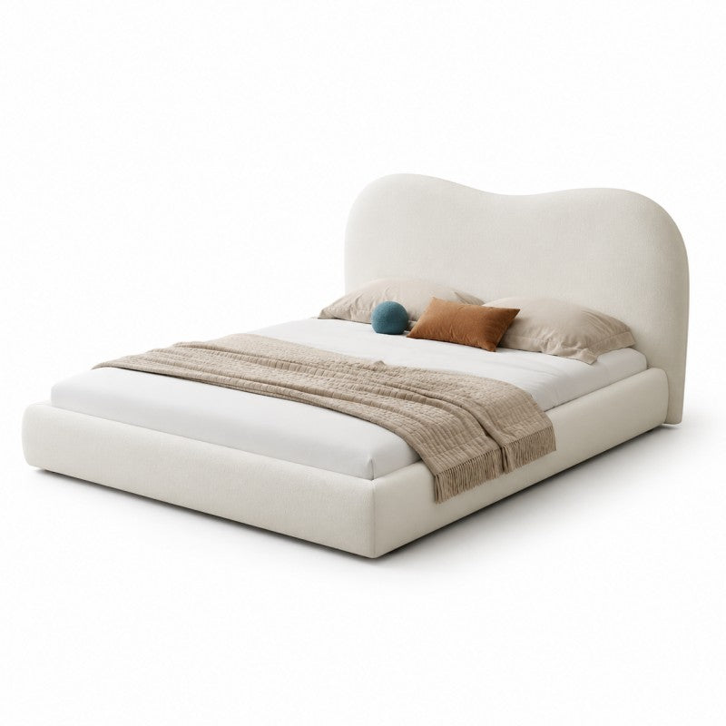 Cream Cloud Upholstered Bed – Curved Headboard