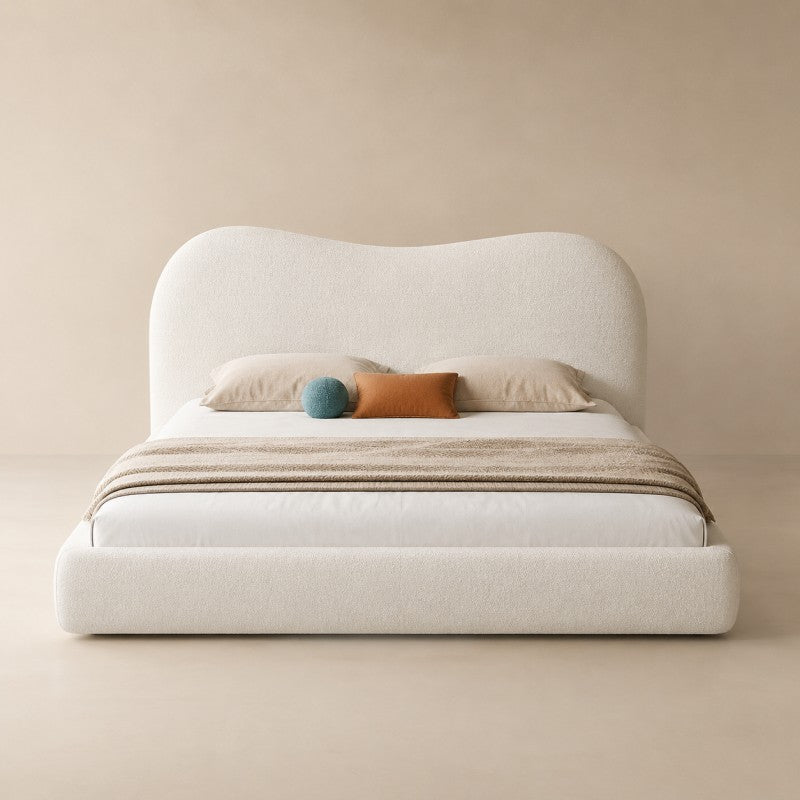 Cream Cloud Upholstered Bed – Curved Headboard