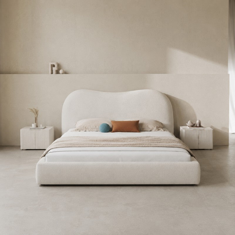 Cream Cloud Upholstered Bed – Curved Headboard