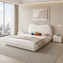 Cream Cloud Upholstered Bed – Curved Headboard