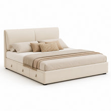 Cream Upholstered Storage Bed – Under-Bed Drawers