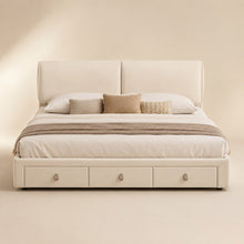Cream Upholstered Storage Bed – Under-Bed Drawers