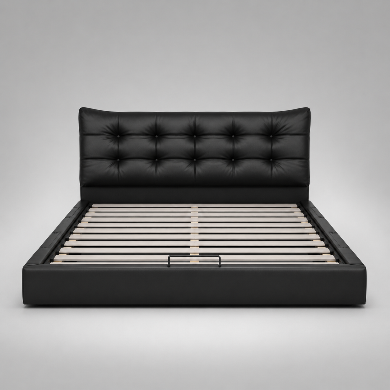 Black Tufted Upholstered Storage Bed