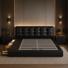 Black Tufted Upholstered Storage Bed