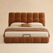 Modern Tufted Upholstered Bed – Warm Caramel