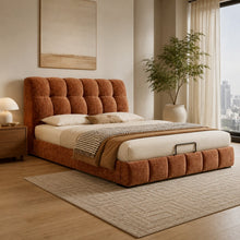 Modern Tufted Upholstered Bed – Warm Caramel