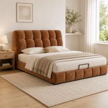 Modern Tufted Upholstered Bed – Warm Caramel