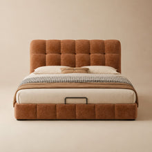 Modern Tufted Upholstered Bed – Warm Caramel