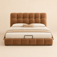 Modern Tufted Upholstered Bed – Warm Caramel