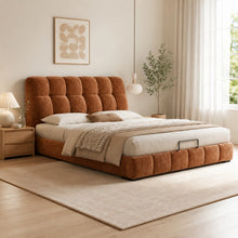 Modern Tufted Upholstered Bed – Warm Caramel