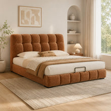 Modern Tufted Upholstered Bed – Warm Caramel