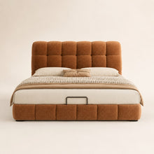 Modern Tufted Upholstered Bed – Warm Caramel