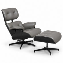 Lounge Chair with Ottoman – Gray-Black Leather