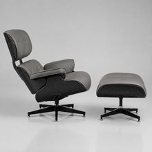 Lounge Chair with Ottoman – Gray-Black Leather