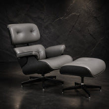 Lounge Chair with Ottoman – Gray-Black Leather