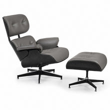 Lounge Chair with Ottoman – Gray-Black Leather